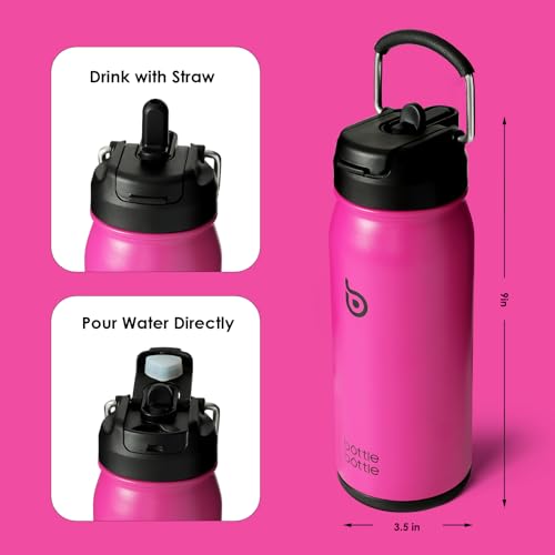 BOTTLE BOTTLE Stainless Steel Kids Water Bottle 16oz(470ml) Insulated Sports Water Bottle with Straw and Pills Holder for Gifts and School(Viva Magenta) - Image 4