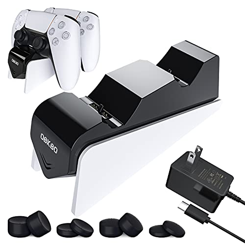 OBKBO PS5 Controller-Ladestation unterstützt schnelles Laden 2 PS5 Controller gleichzeitig, Upgrade Playstation 5 Ladestation mit Sicherheits-Chipschutz