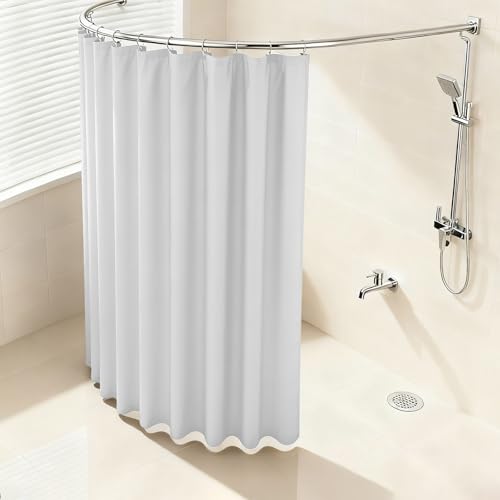 Bathroom Shower Curtain, 71 * 79 Inch Waterproof Quick-Dry Machine Washable Reusable Modern Shower Curtain with Hooks,Easy Installation Multi-Scenario Applicable Long Shower Curtains，Grey — view 5