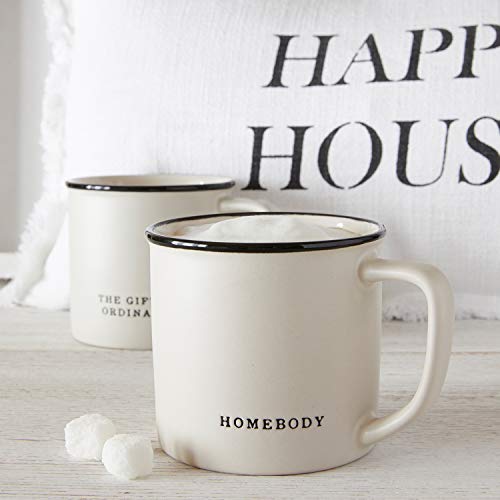Santa Barbara Design Studio Black and White Coffee Cups Face-to-Face Designs Stoneware Mug, 16-Ounce, Homebody by Santa Barbara Design Studio - Image 2