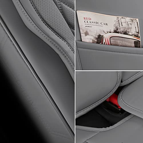 Nunivak Full Coverage Leather Car Seat Covers Full Set Fit For Cars Trucks Sedans With Waterproof Leatherette In Automotive Seat Cover Accessories (Grey) #TOP4
