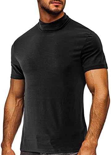 Men’s Summer Mock Turtleneck T Shirt Solid High