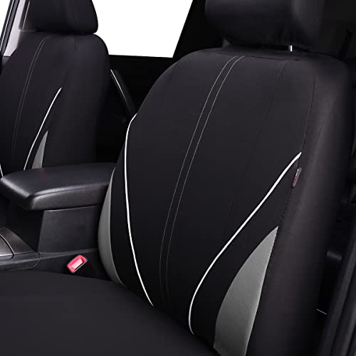 Flying Banner Universal Breathable Mesh Cloth Car Seat Covers Full Set Airbag Compatible Protector (Black and Grey) - Image 6
