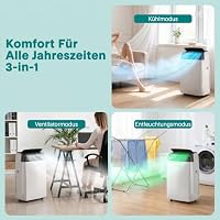 SereneLife Klimaanlage mit Abluftschlauch- Mobil, 14000 BTU WLAN, 3-in1- Kühlen Entfeuchten Venitlieren, Klimagerät mit Fensterkit, LED display, Leise und Schlafmodus, Timer und Rollen, bis 45m² – Ansicht 4