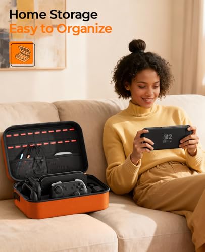 Image of COOWPS Switch 2 Case Bundle for Nintendo Switch 2, with 2-Pack Screen Protector, 6Pcs Thumb Grips, 20 Game Card Slots, Portable Travel Full Protection All In One Storage Case for Switch 2 Accessories