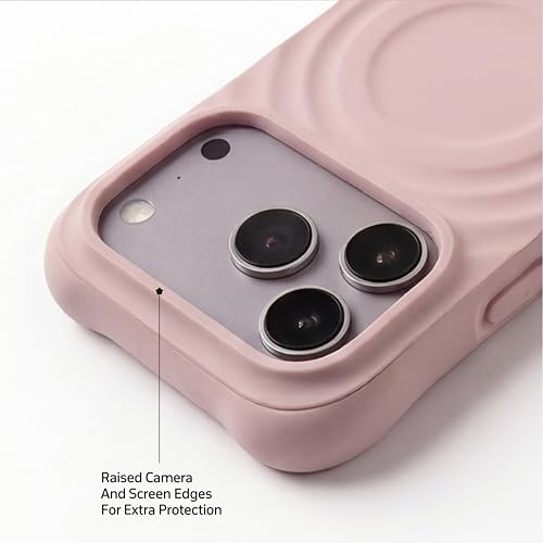 Image of amazon basics Shockproof Case for iPhone 17 Pro | Ripple Pattern | Camera Protection | Protective Cover with Enhanced Grip & Wireless Charging Support - Baby Pink
