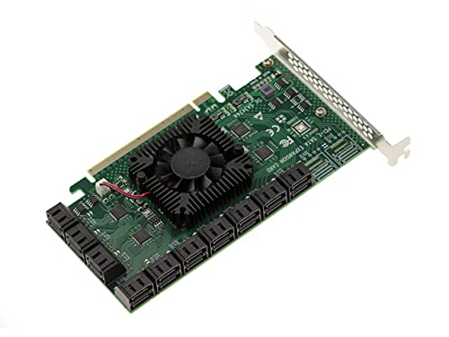 KALEA-INFORMATIQUE Carte contrôleur PCI Express PCIe 3.0 x16 avec 20 Ports pour disques durs SATA 6G. Chipset ASM1812 et ASM1064.