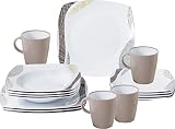 BRUNNER Set vaisselle de camping (lot de 16 pièces) pour 4 personnes - Melamine Set Khadì - en mélamine de haute qualité, antidérapant et résistante