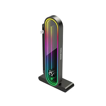Video Card Gpu Support Bracket With Stable Anti-Slip Base And Temperature Display Screen Functionality Graphics Card Bracket Video Holder Computer Case, Black