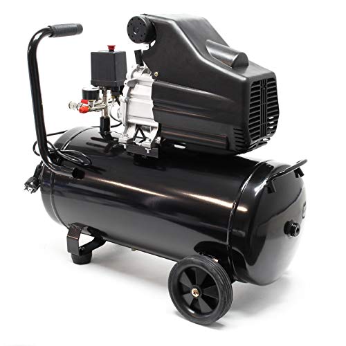 Wiltec luchtcompressor met 50 liter tank, luchtdruk compressor 1500 W met 2 pk en 212 l/min, werkplaatscompressor met drukvat, mobiele compressor voor perslucht - Afbeelding 5
