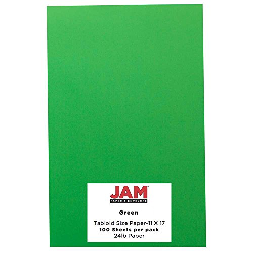 JAM PAPER Bright Coloured Tabloid Paper - 279.4 x 431.8 mm - 90gsm - Green Recycled - 100 Sheets/Pack - Image 2