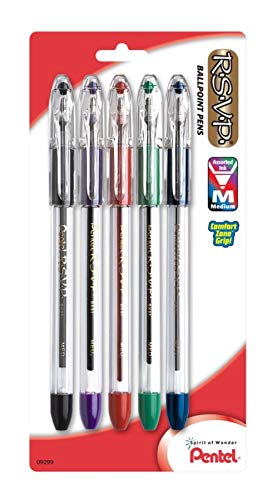 Pentel® R.s.v.p.® Ballpoint Pens, Fine Point, 0.7 Mm, Clear Barrel, Assorted Ink Colors, Pack Of 5 #TOP1