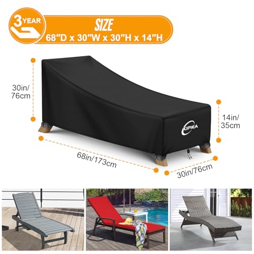 Kipiea Waterproof Patio Lounge Chair Covers for outdoor furniture, 420D Outdoor Chaise Lounge Cover with Anti UV and No Tears, No Fading (68"D x 30"W x 30"H) by Kipiea - Image 2