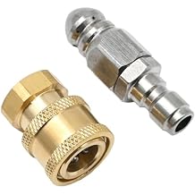 Hoypeyfiy 2 Pcs 1/4 Inch Pressure Washer Drain Jetter Hose Nozzle, 5000 PSI Sewer Jet Nozzle, 1/4 Quick Connect To Female NPT, Brass Fittings Quick Connector