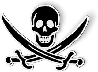 AK Wall Art Pirate Skull Jolly Roger Magnet - 5.5" x 4" - Black - 1 Count - Flexible Magnetic Vinyl
