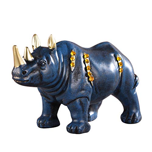 Estatua de Rinoceronte de Resina Azul para Decoración