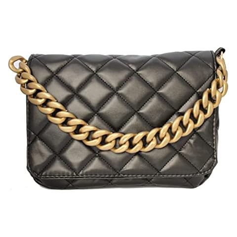 ACOUSMA Crossbody Bag for Women PU Leather Small Modern Black Bag Adjustable Strap Cover