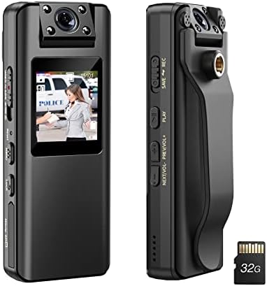 BOBLOV A22 32GB Body Camera, 1080P HD BodyCam with OLED Screen to Playback, 180° Rotatable Lens, Portable Body Camera with Audio, Support 4 Hours Recording for Office Meeting/Travel/Walking Pets