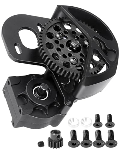 hopsupRC Aluminum Transmission Gearbox Upgrades Part for 1/10 SCX10 SCX10 II AX10 90046 90047,Center Transmission Gearbox Hops up,Black