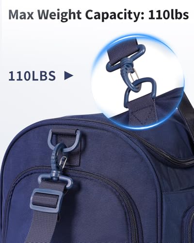 ECOHUB 2-in-1 Garment Bag Carry On Travel Duffel Bags, Water-Resistant Luggage Bag with Wet Pocket Shoe Pouch and Toiletry Bag, Lightweight Durable Hanging Suit Bag for Business and Weekend, Navy Blue4