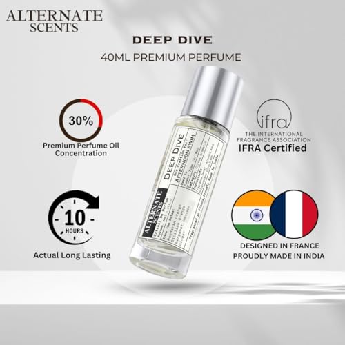Image of Alternate Scents Deep Dive Long Lasting 40ML Perfume for Men | Fresh Aquatic Citrus Fragrance | 30% Oil Concentration Extrait de Parfum | Inspired by Afternoon Swim | Luxury Perfume Made in India