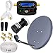 Produktbild HB-DIGITAL Sat-Komplett-Set: Mini Sat Anlage 40cm Schüssel Anthrazit + LNB 0,1 dB + 10m Kabel + SAT-Finder Digitale Anzeige, vergoldete Anschlüsse + Fensterdurchfürung Weiß + F-Stecker + Gummitülle