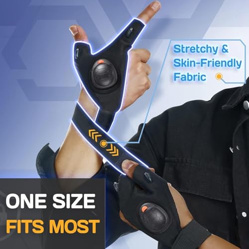 Image of PARIGO Stocking Stuffers LED Gloves with Waterproof Lights - Rechargeable Handsfree Finger Light Gifts for Men Women Cool Tools Gadgets Glove for Camping Fishing Unique Christmas Birthday Gift Ideas
