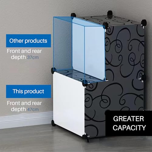 Image of EXVITO Collapsible Kids Wardrobe Closet Storage Cabinet with Doors - Door Foldable Modular Plastic Wardrobe Organizer for Bedroom & Baby Room for Kitchen,Home Office,Sink,Laundry (Brown, 6+2 Door)