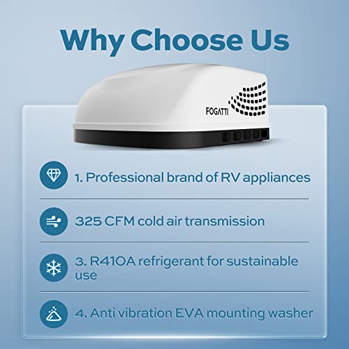 Fogatti FAA135WA Rv Air Conditioner Non-Ducted 13500Btu Rv Rooftop Air Conditioner - 115V(Ac) Including Air Distribution Box, Rv Ac Unit White Instacool Series thumb #1