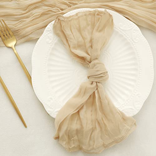 Socomi Cheesecloth Napkins Bulk 21"X21" Set Of 6 Cotton Dinner Napkins Rustic Linen Table Napkins For Wedding Party Baby Shower Sand #TOP4