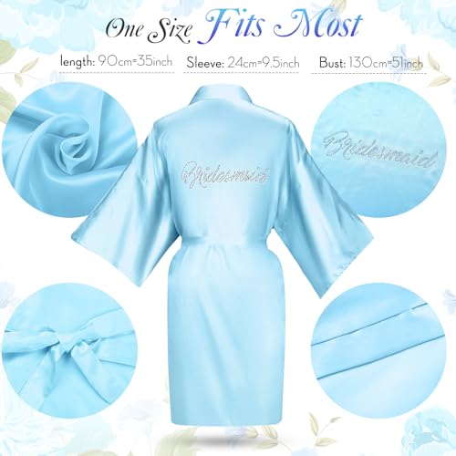 Image of Coume 7 Pcs Bride Silk Robes Bridesmaid Satin Robes Silk Satin Robe for Women Bridal Shower Wedding Getting Ready Favors