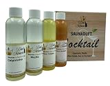 Cocktailduft 4 x 250ml Saunaaufguss Konzentrat - Caipirinha, Mojito, Pina Colada, Sex on the beach - Holen Sie sich karibischen Flair in die Sauna - Premiumaufguss in attraktiver Umverpackung