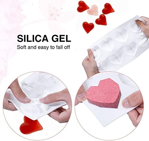Silicone Mold 3D Diamond Heart Cake Chocolate Mold 2PCS 8-Cavity Cherry Shape Cake Mould Baking Pan Mold for Cake Mousse Dessert Ice Cream Jelly Soap DIY Tools