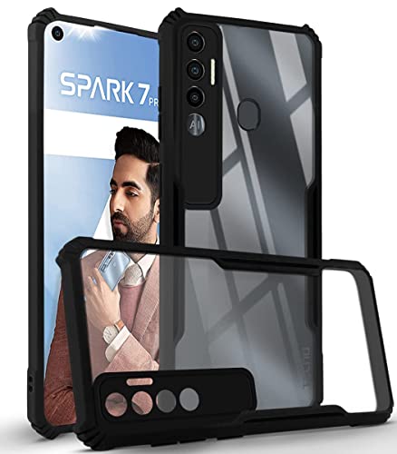 Image of Jkobi Back Cover Case for Tecno Spark 7 Pro (Crystal Glass Back | Camera Protection | Shockproof | Professional Black)