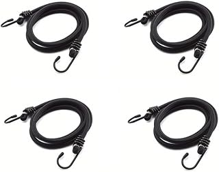 4 Pack Heavy Duty Bungee Cords with Hooks, Rubber Core, Anti-Scratch