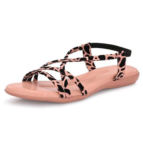 Image of Centrino Women's Sandals | Trendy Stylish Slip-On Open Toe Sandals for Ladies | Animal Print Cross Strap Comfortable Casual Flip-Flop Sandals | Lightweight and Durable Fashion Footwear(9328)