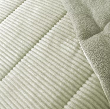 Manterol Edredón Comforter Lines Melange con Borreguillo, Verde 05 Cama de 150 (250x260)