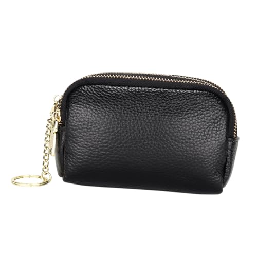 Portefeuille en cuir de vachette femme noir texturé haute durabilité