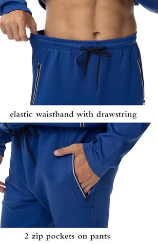 YSENTO Men's Tracksuits Outfits 2 Pieces Jogger Sets Jogging Track Sweat Suits Workout Warm Up Sweatsuit Royal Blue S - Thumbnail 7