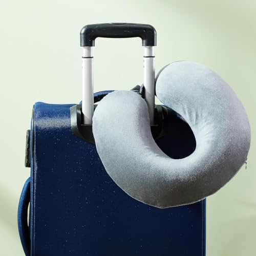 Image of zaxty Soft Fibre Filled Neck Pillow for Car, Train, Flight Travel, Neck Support Rest Pillow with Attachable Snap Strap | Pack of 1