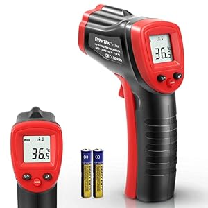 Thermomètre Infrarouge, Eventek Thermomètre Laser, -50°C~420°C (-58°F~788°F), 【Thermomètre industriel】 Thermomètre sans Contact, LCD Numérique, Emissivité Réglable (Pas pour l’homme)