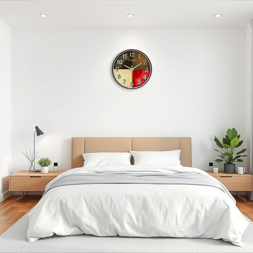 Image of RANDOM Modern 12.75INCH Wall Clock with 3D Radium Numbers, Silent Non-Ticking, Premium Black Frame, Metallic Face, Ultra Clear Glass for Living Room, Home Office