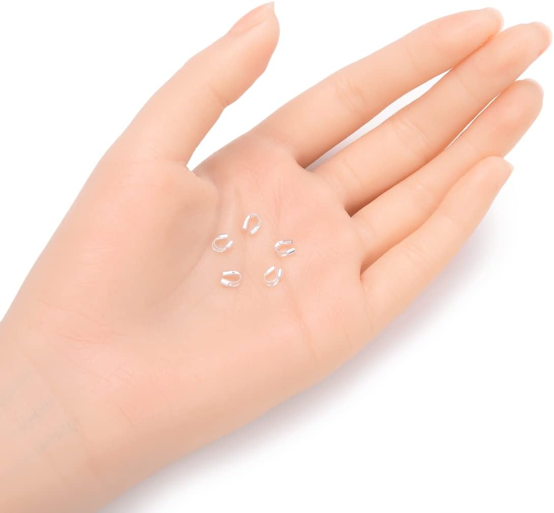 100pcs Adabele Authentic 925 Sterling Silver Wire Guard Thread Protector Loop Guardian (Hole 1mm/0.04") for Jewelry Making SS368