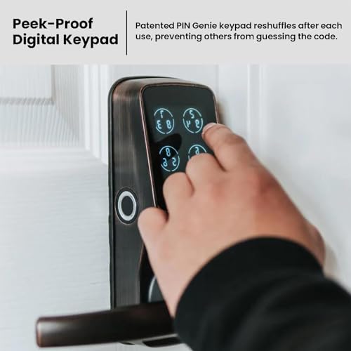 Lockly Secure Plus, Bluetooth Smart Door Lock, Keyless Entry Door Lock with Handle, PIN Genie® Keypad, 3D Biometric Fingerprint Sensor thumbnail 3