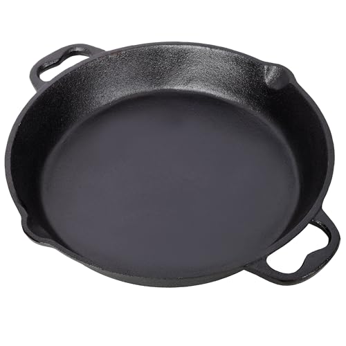 Image of AYJOIR 17 Inch Pre-Seasoned Cast Iron Skillet, Dual Assist Handles, Cast Iron Pan,Dual Assist Handles, Use for Grill, Stovetop, Induction, Oven Safe Cookwa (17inch)