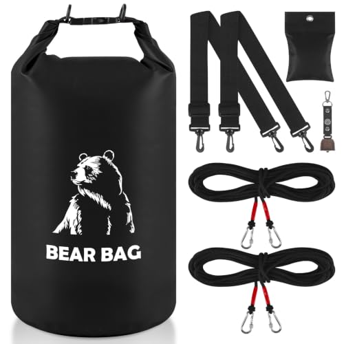 20L Bear Bags for Food Backpacking, Waterproof Bear Bag Hanging Kit, Black