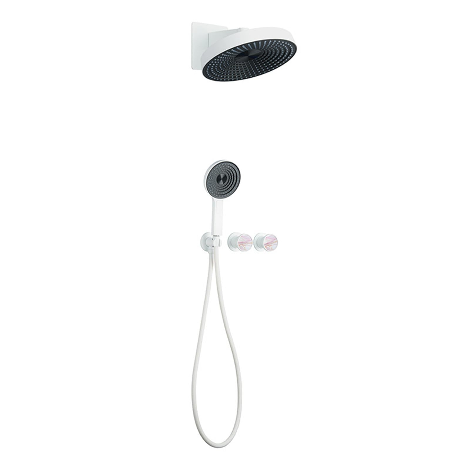 Système de douche de salle de bain blanc doré haut de gamme style chic WA