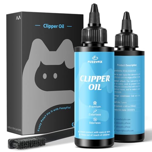 FuzzyFix Professional Dog Clipper Oil for Grooming Blades, 2 Pack (2 x 120ml) Pet Lubricating Oil with Cleaning Brush Rust Protection