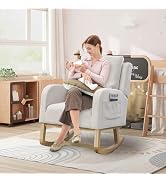 Comfortable Teddy Upholstered Rocking Chair for Nursery
