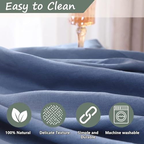 Simple&Opulence Textured Tablecloth 100% Linen Table Cloth, Kitchen Dinning Tabletop Decoration, for Outdoor and Indoor Use (Round Classic Blue, 60") by Simple&Opulence - Image 4